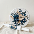 Marble Chakla Belan Set | Rolling Pin Board Chapati Roller | White Blue Design Floral Design