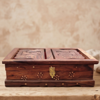 Sheesham Wooden Holy Book Stand & Box | Folding Rehal Quran, Bhagavad Gita, Bible, Religious Scriptures