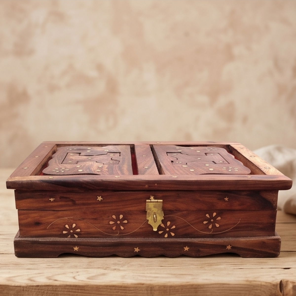 Sheesham Wooden Holy Book Stand & Box | Folding Rehal Quran, Bhagavad Gita, Bible, Religious Scriptures