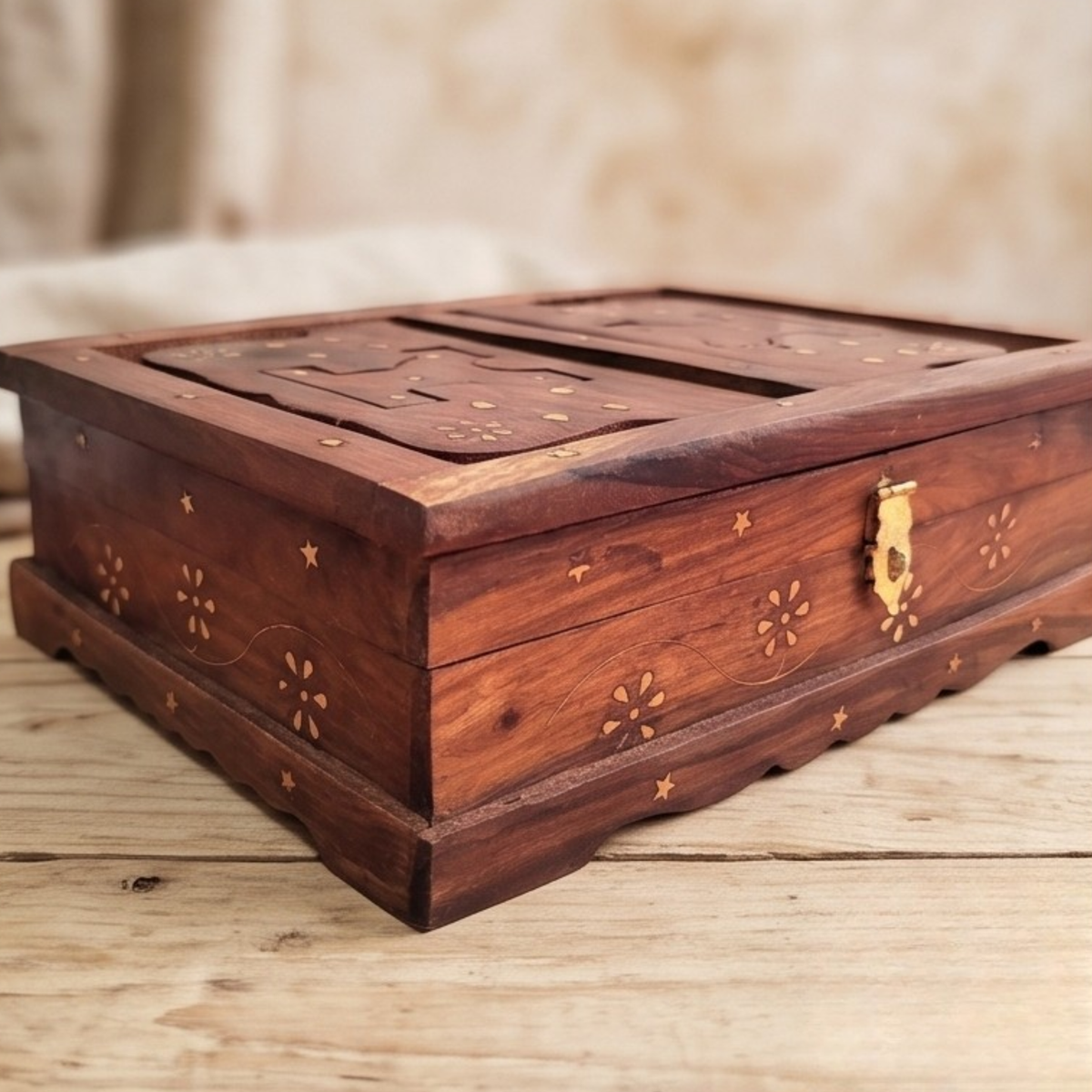 Sheesham Wooden Holy Book Stand & Box | Folding Rehal Quran, Bhagavad Gita, Bible, Religious Scriptures