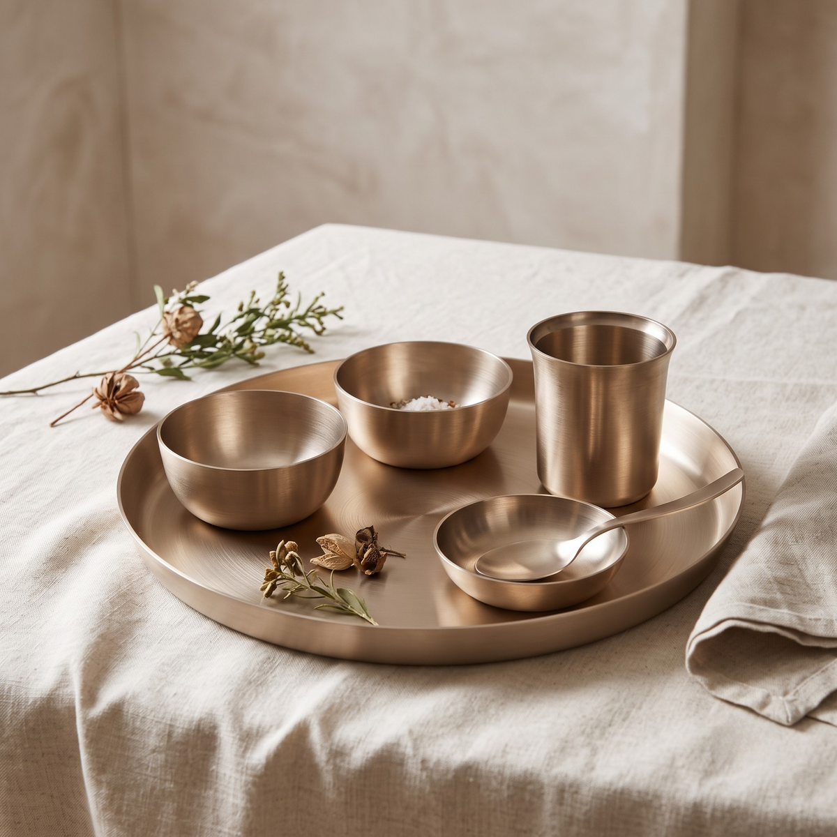 Pure Kansa Thali Dinnerset Set of 6 Pieces | Gift Idea