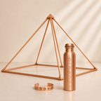 Copper Pyramid Meditation Kit | Giza Golden Ratio Copper Pyramid, 7 Chakra Water Bottle & 7 CHakra Magnetic Kada
