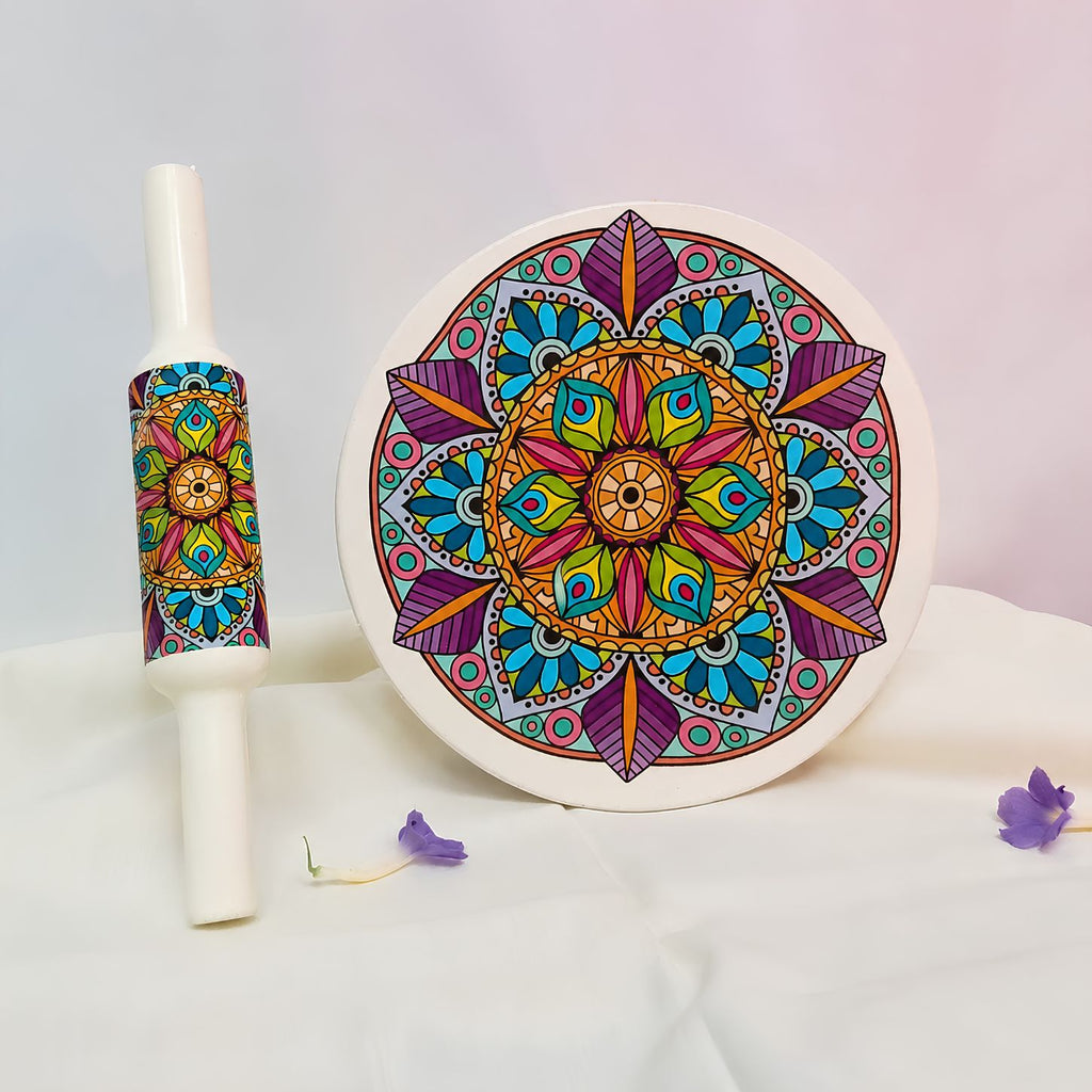 Marble Rolling Pin board Chapati Roller | Chakla Belan Set Mandla Design