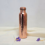 Copper Water Bottle  Hammered Design Glossy Finish 950 ML – Handcrafted Gift | Diwali Gift Idea