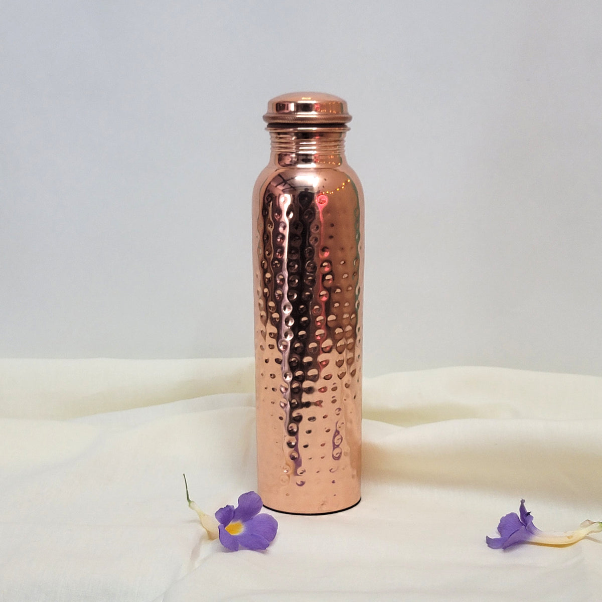 Copper Water Bottle  Hammered Design Glossy Finish 950 ML – Handcrafted Gift | Diwali Gift Idea