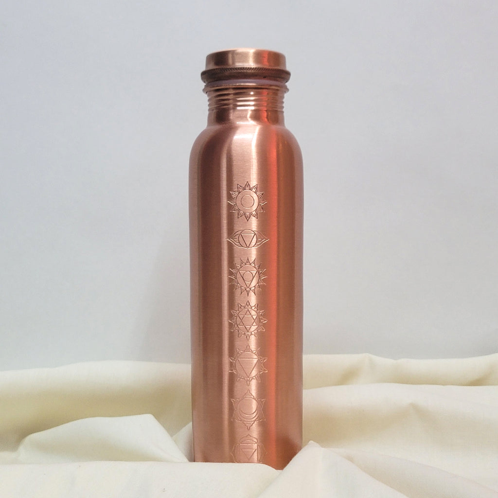 7 Chakra Yoga Copper Water Bottle - 950 ML | 99.9% Pure Copper
