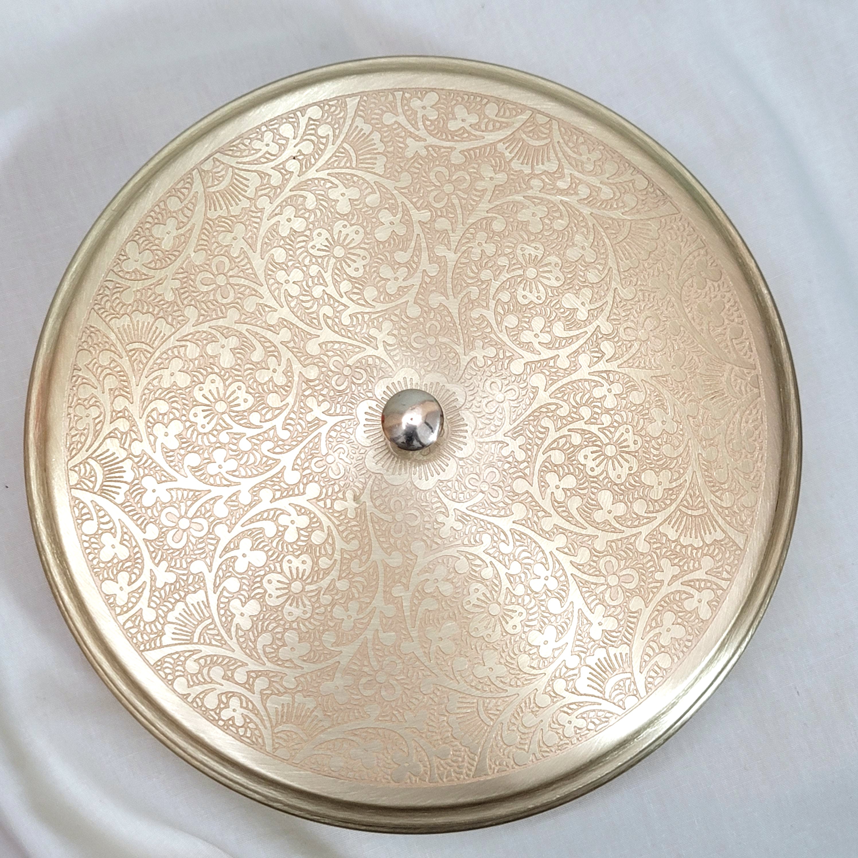 Brass Spice Box 8" (7 Containers, Etched Floral Matt Finish)