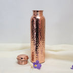 Copper Water Bottle  Hammered Design Glossy Finish 950 ML – Handcrafted Gift | Diwali Gift Idea