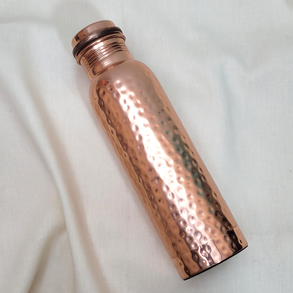Copper Water Bottle  Hammered Design Glossy Finish 950 ML – Handcrafted Gift | Diwali Gift Idea