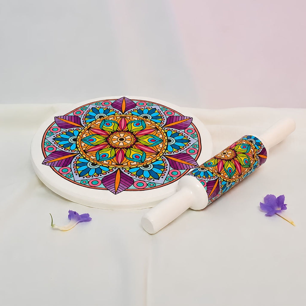 Marble Rolling Pin board Chapati Roller | Chakla Belan Set Mandla Design