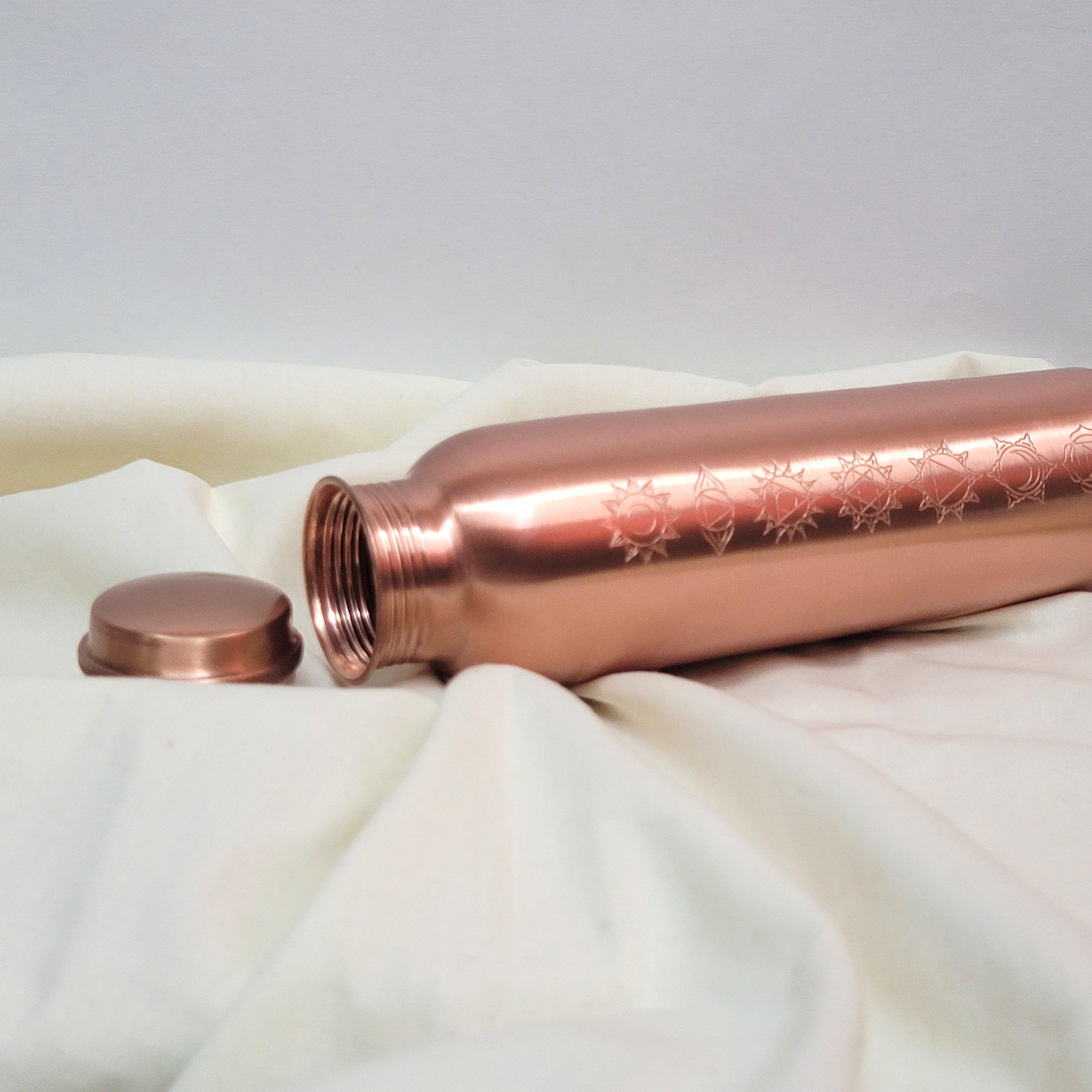 7 Chakra Yoga Copper Water Bottle - 950 ML | 99.9% Pure Copper