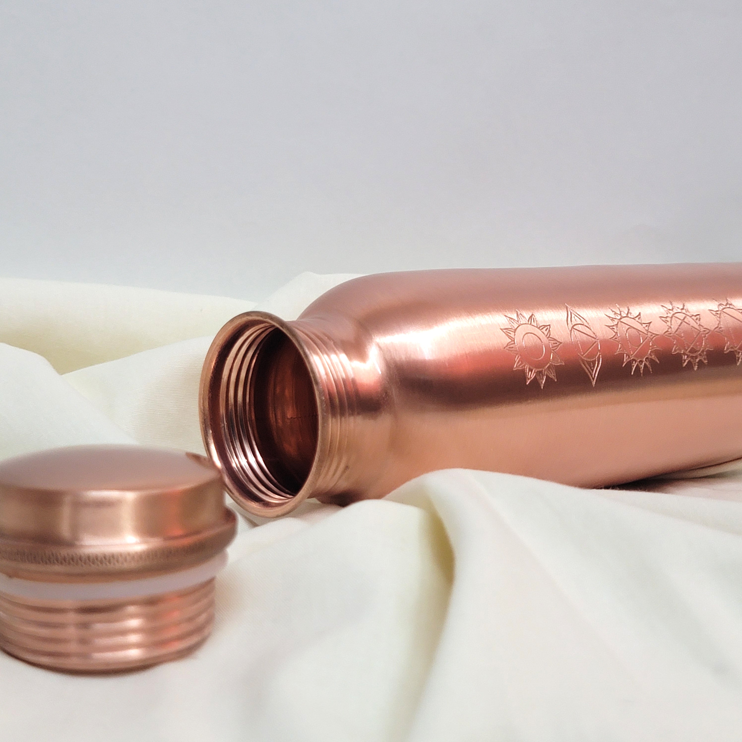 7 Chakra Yoga Copper Water Bottle - 950 ML | 99.9% Pure Copper