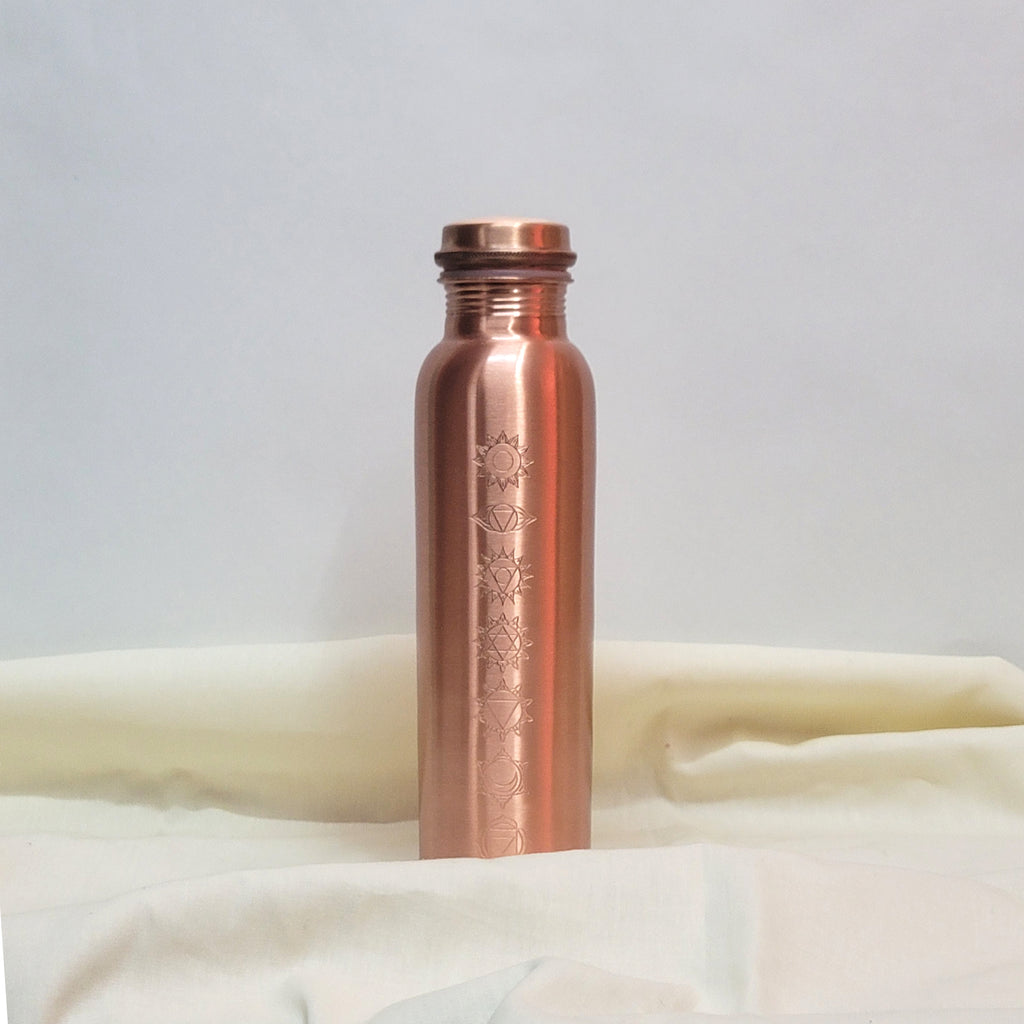 7 Chakra Yoga Copper Water Bottle - 950 ML | 99.9% Pure Copper