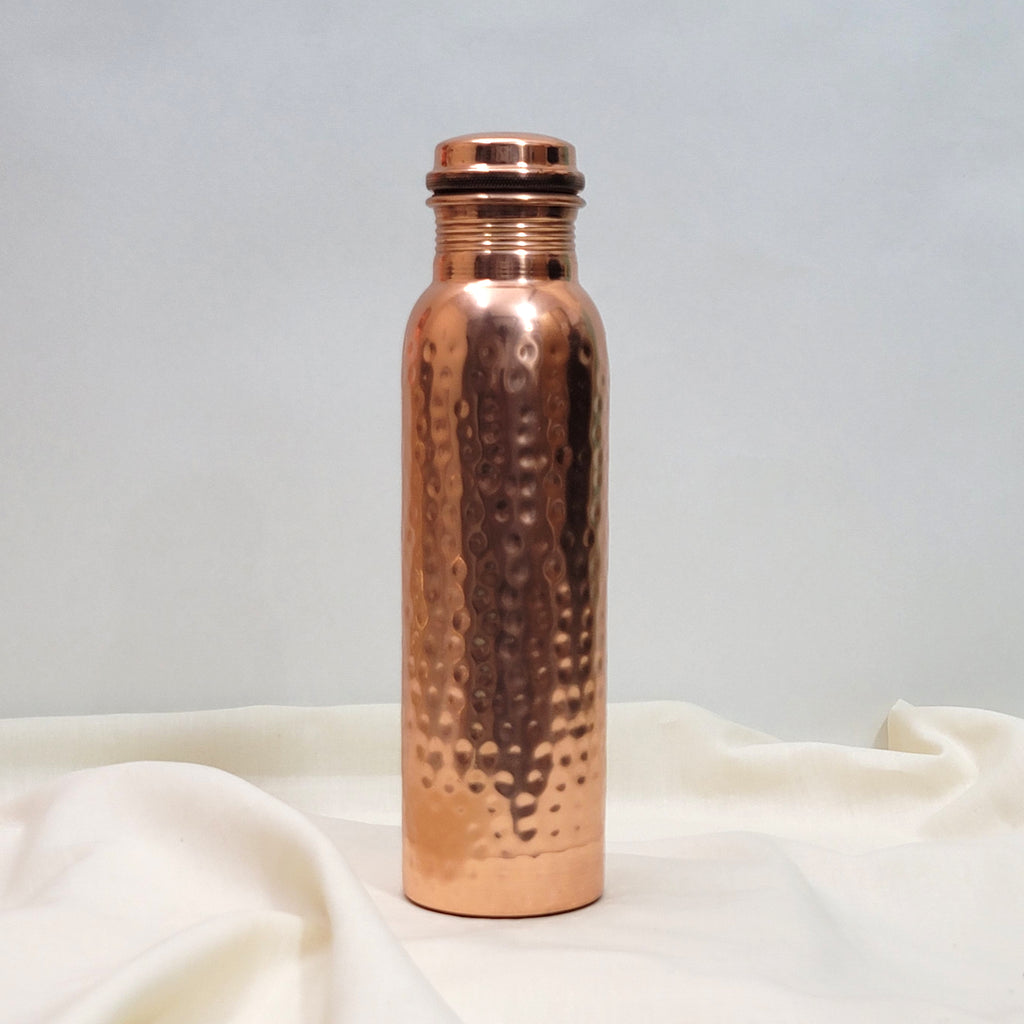 Copper Water Bottle  Hammered Design Glossy Finish 950 ML – Handcrafted Gift | Diwali Gift Idea