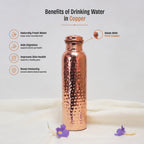 Copper Water Bottle  Hammered Design Glossy Finish 950 ML – Handcrafted Gift | Diwali Gift Idea